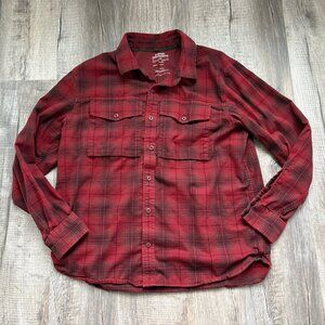 REI Plaid Flannel Shirt Men's L Red Black Long Sleeve Button Up Cotton